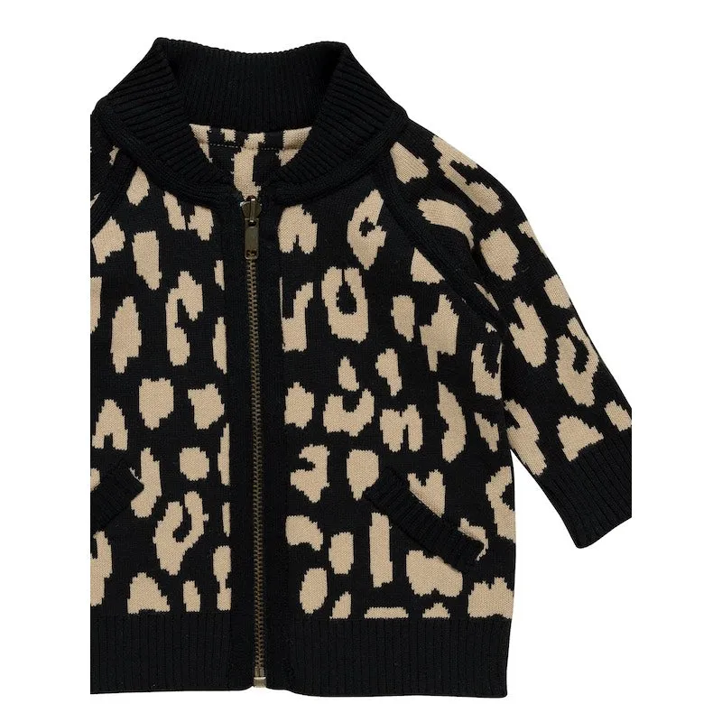 Huxbaby Leopard Reversible Knit Bomber Jacket