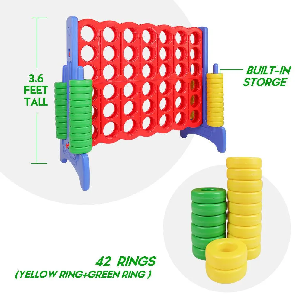 Jumbo Four in a Row 4 To Score Game for Kids & Adults Indoor & Outdoor Game Set with 42 Giant Rings