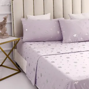 Lauren Taylor - Metallic Printed Sheet Set | Lavender - Silver Flowers