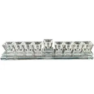 Lily Art - 1074-Crystal stripe menorah double base stripe