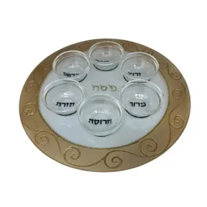 Lily Art - 50196-1-Passover plate designed 33 cm handmade including saucers