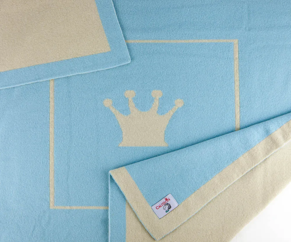 Little Royals Cashmere Crown Plaid - Blue/Beige