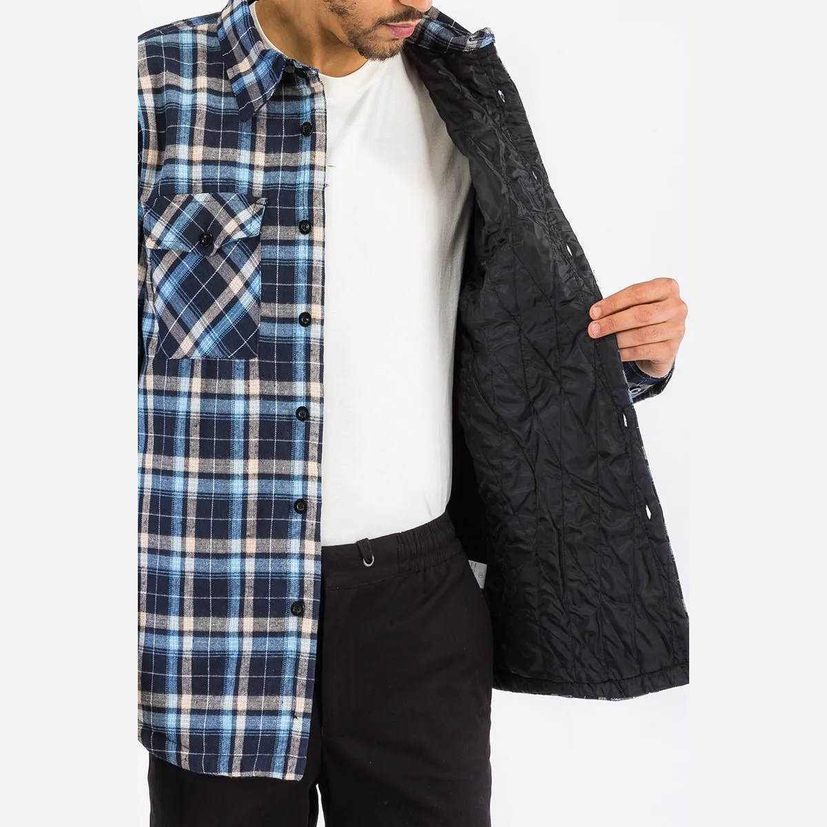 Navy & Blue Quilted Flannel Shirt