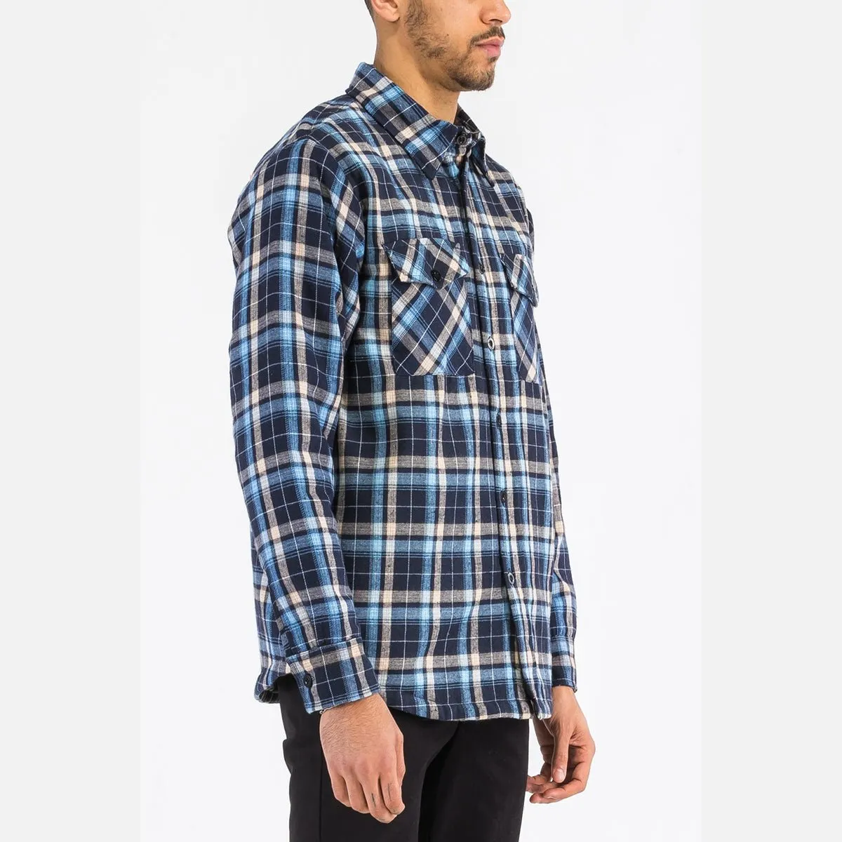 Navy & Blue Quilted Flannel Shirt