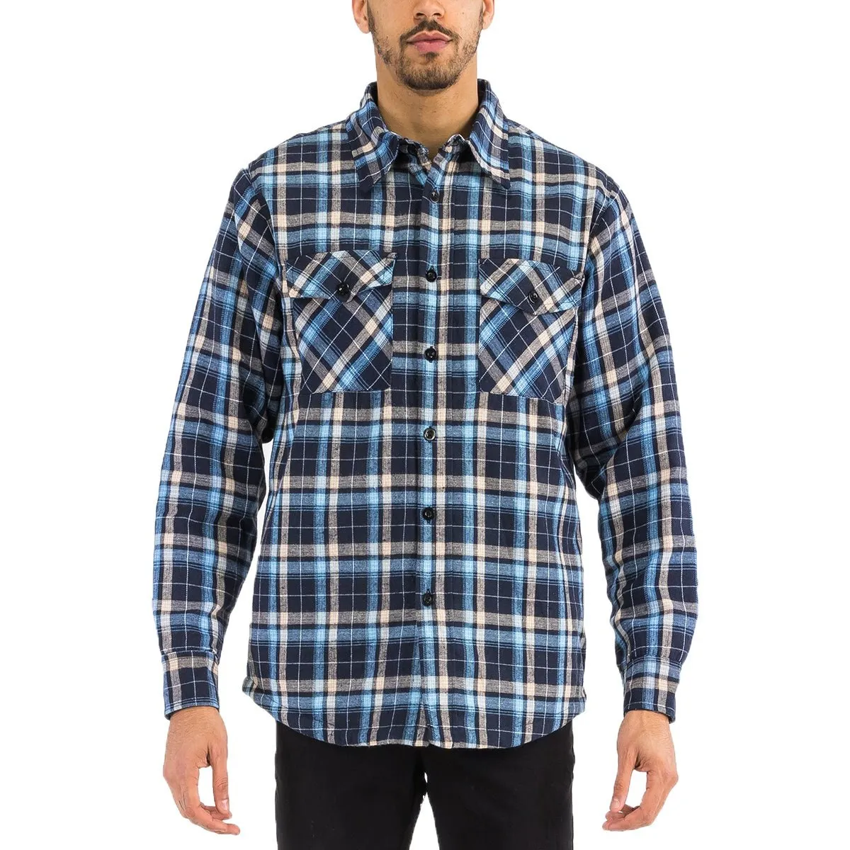 Navy & Blue Quilted Flannel Shirt