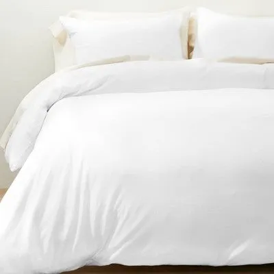 New - Twin/Twin Extra Long Jersey Duvet Cover & Sham Set White - Casaluna