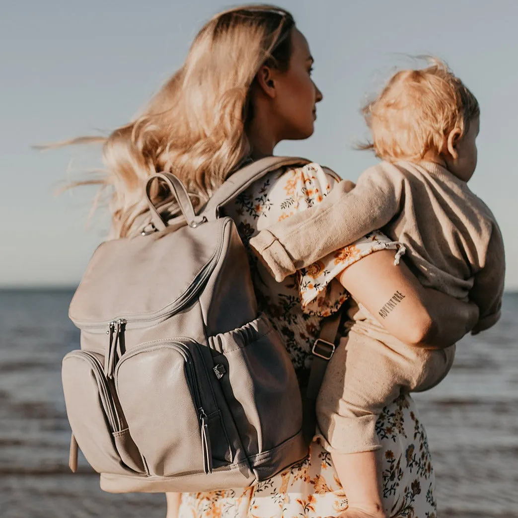 Oioi Signature Diaper Backpack - Taupe Vegan Leather