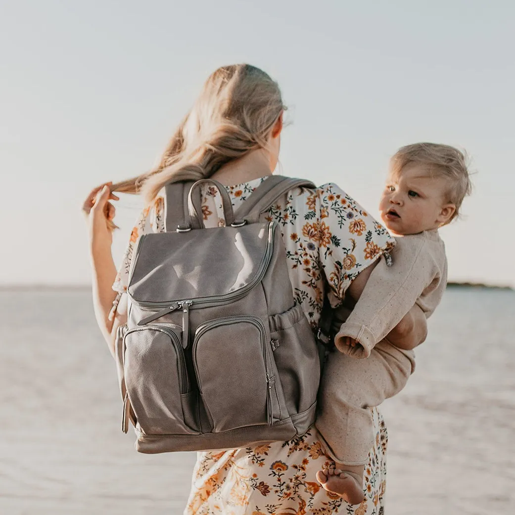 Oioi Signature Diaper Backpack - Taupe Vegan Leather