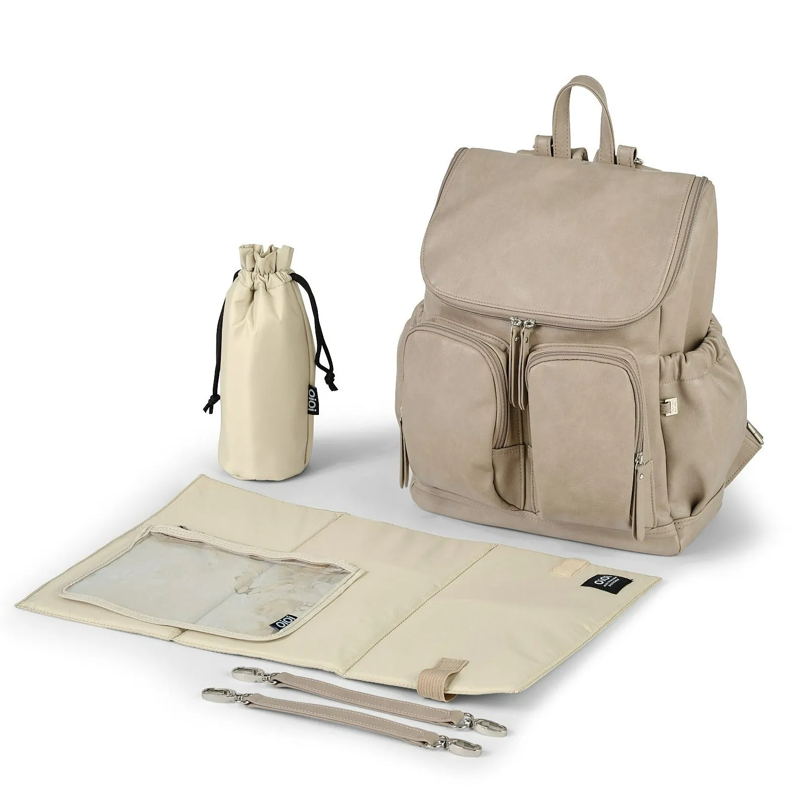 Oioi Signature Diaper Backpack - Taupe Vegan Leather