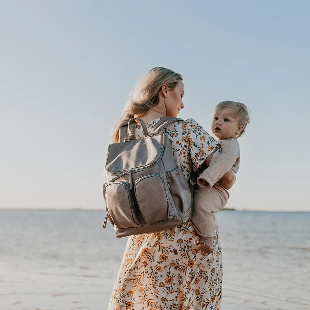 Oioi Signature Diaper Backpack - Taupe Vegan Leather