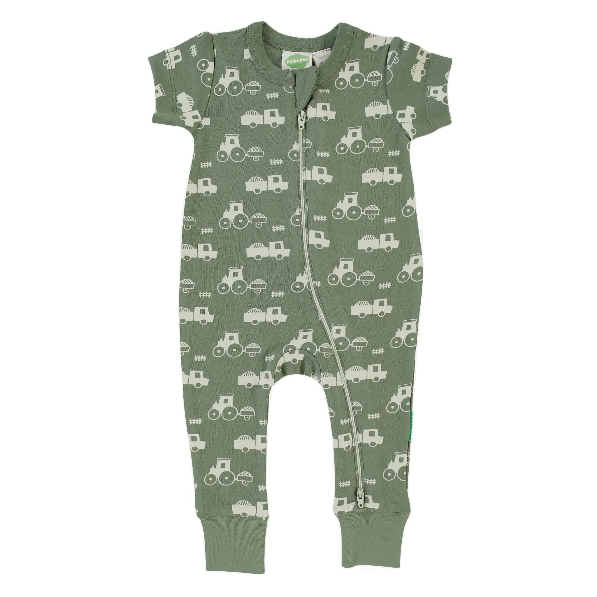 Organic Signature Print '2-Way' Zip Romper Short Sleeve