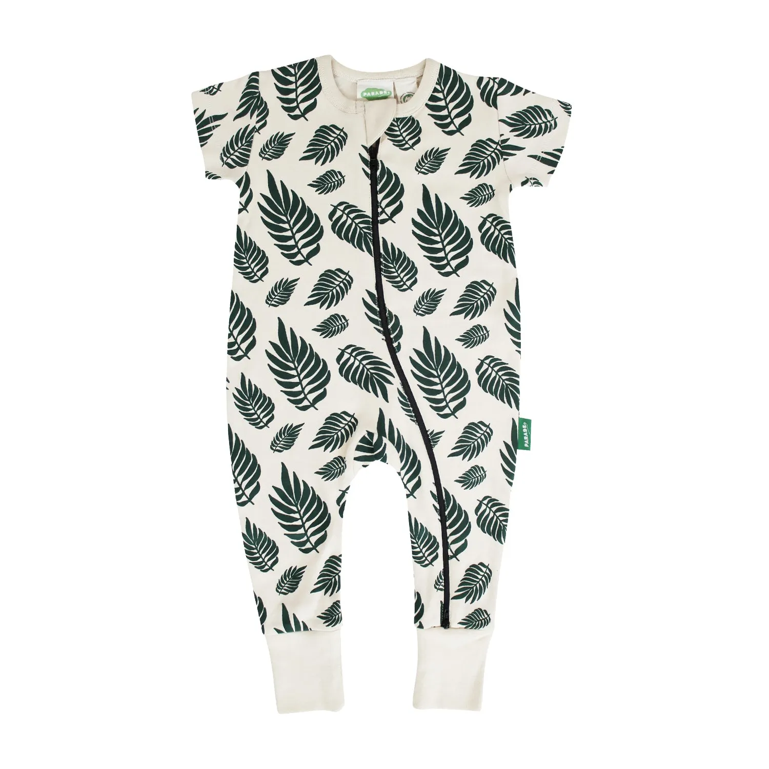 Organic Signature Print '2-Way' Zip Romper Short Sleeve