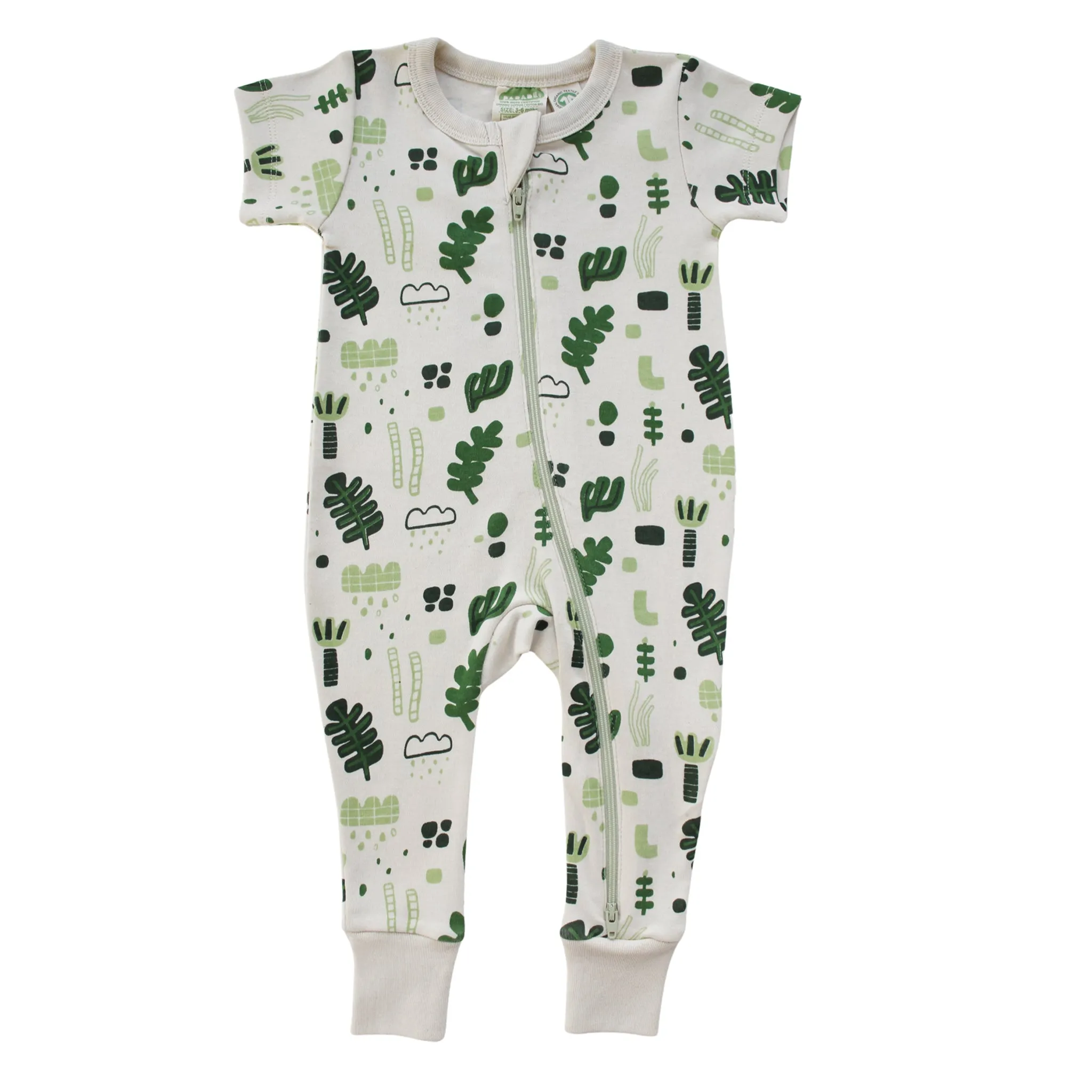 Organic Signature Print '2-Way' Zip Romper Short Sleeve