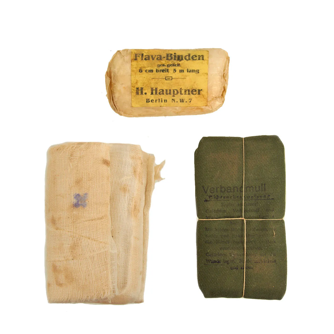 Original German WWII Verbandkasten Medic First Aid Set in Gray Blue Steel Chest with 1942 Dated Label