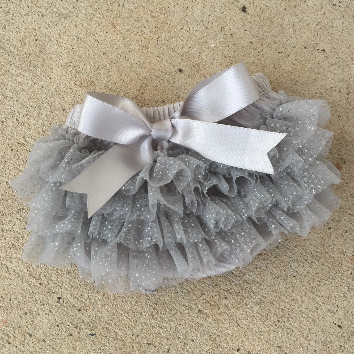 Personalized Princess name outfit - Silver Glitter and Gray/Silver Glitter tutu skirt bloomers