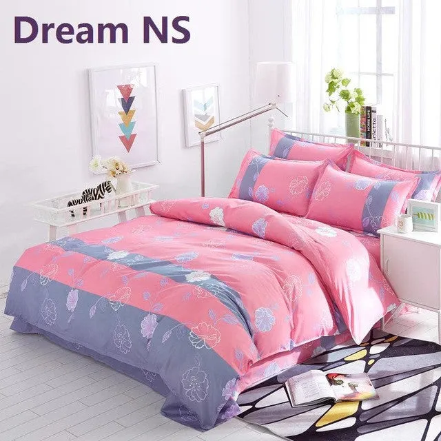 Plaid Bedding Set 4pcs polyester Cotton Duvet Cover Bed Sheet 2pcs Pillowcases Bedroom Textile Bed Linen Queen Kids Bed Set