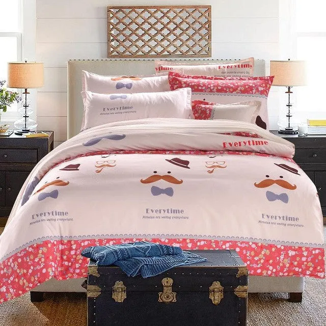 Plaid Bedding Set 4pcs polyester Cotton Duvet Cover Bed Sheet 2pcs Pillowcases Bedroom Textile Bed Linen Queen Kids Bed Set