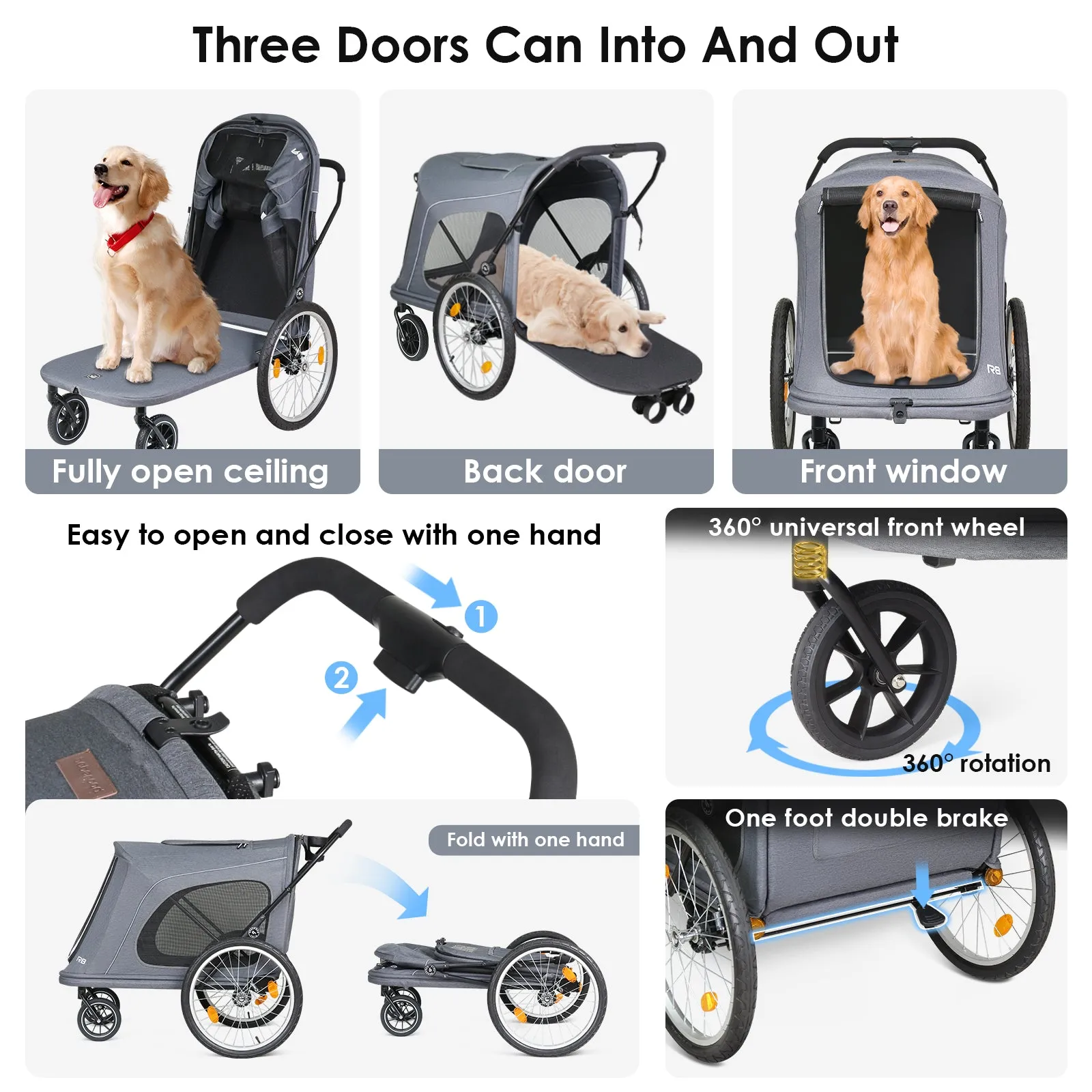 R8 Pro Luxury 4-Wheel Foldable Pet Stroller