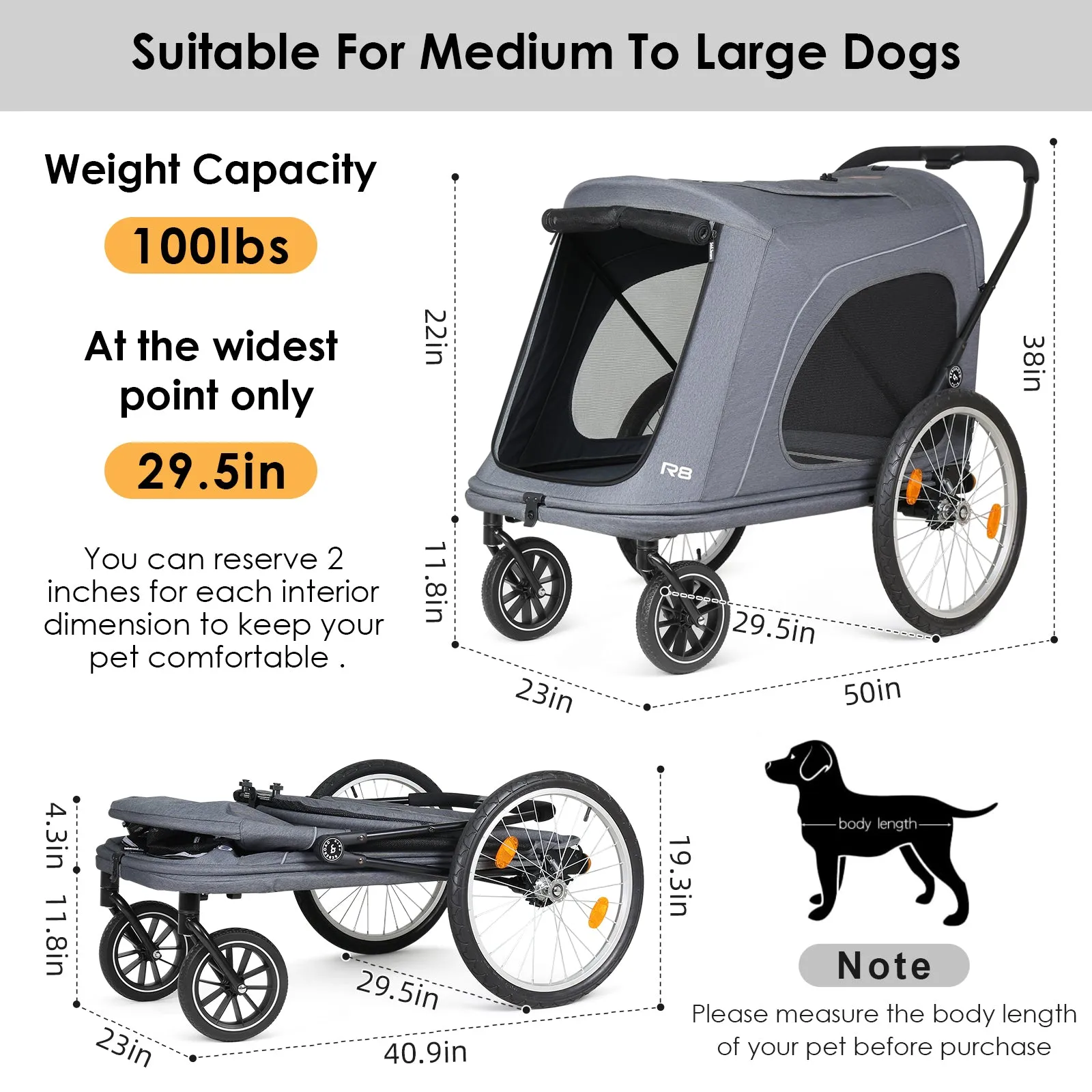 R8 Pro Luxury 4-Wheel Foldable Pet Stroller