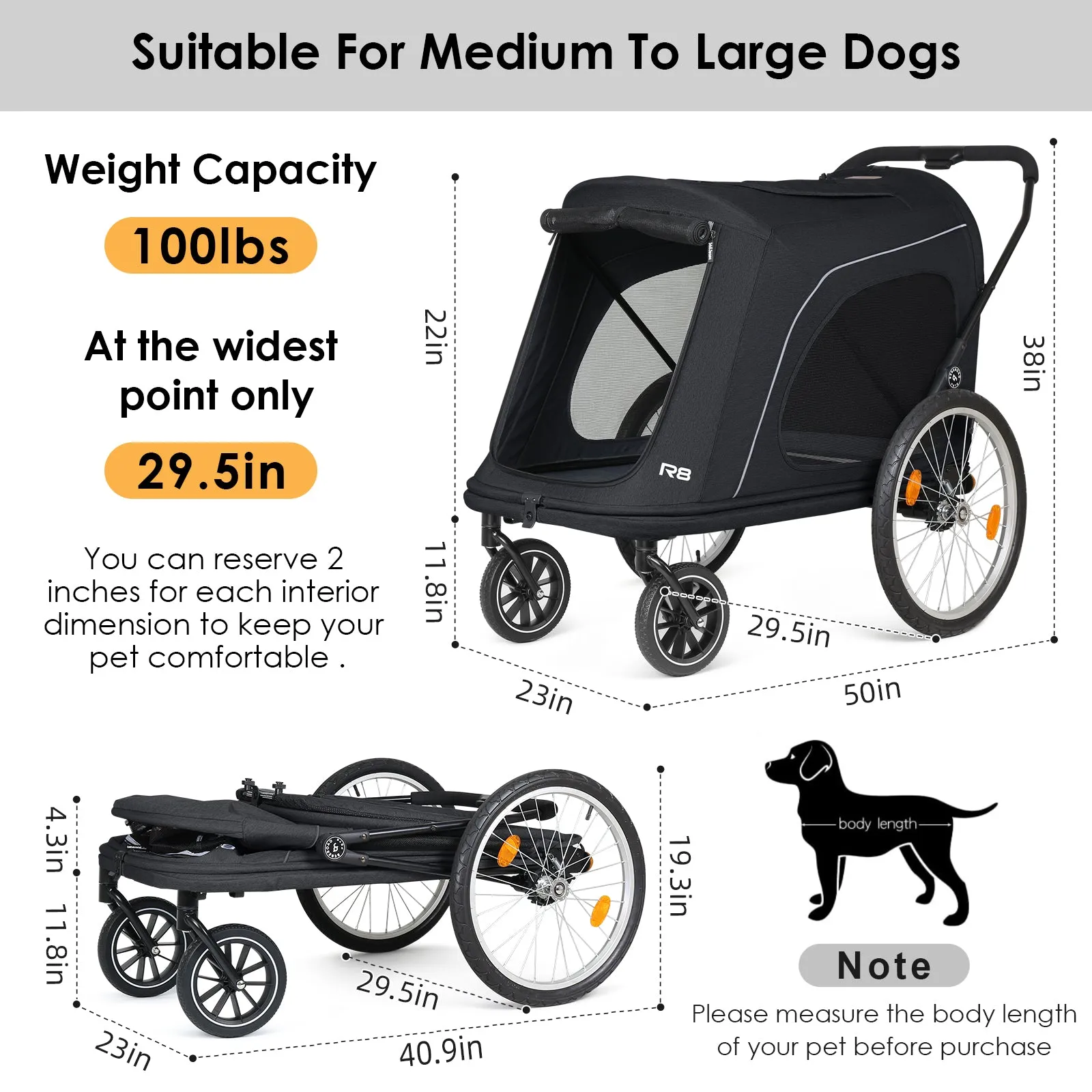 R8 Pro Luxury 4-Wheel Foldable Pet Stroller