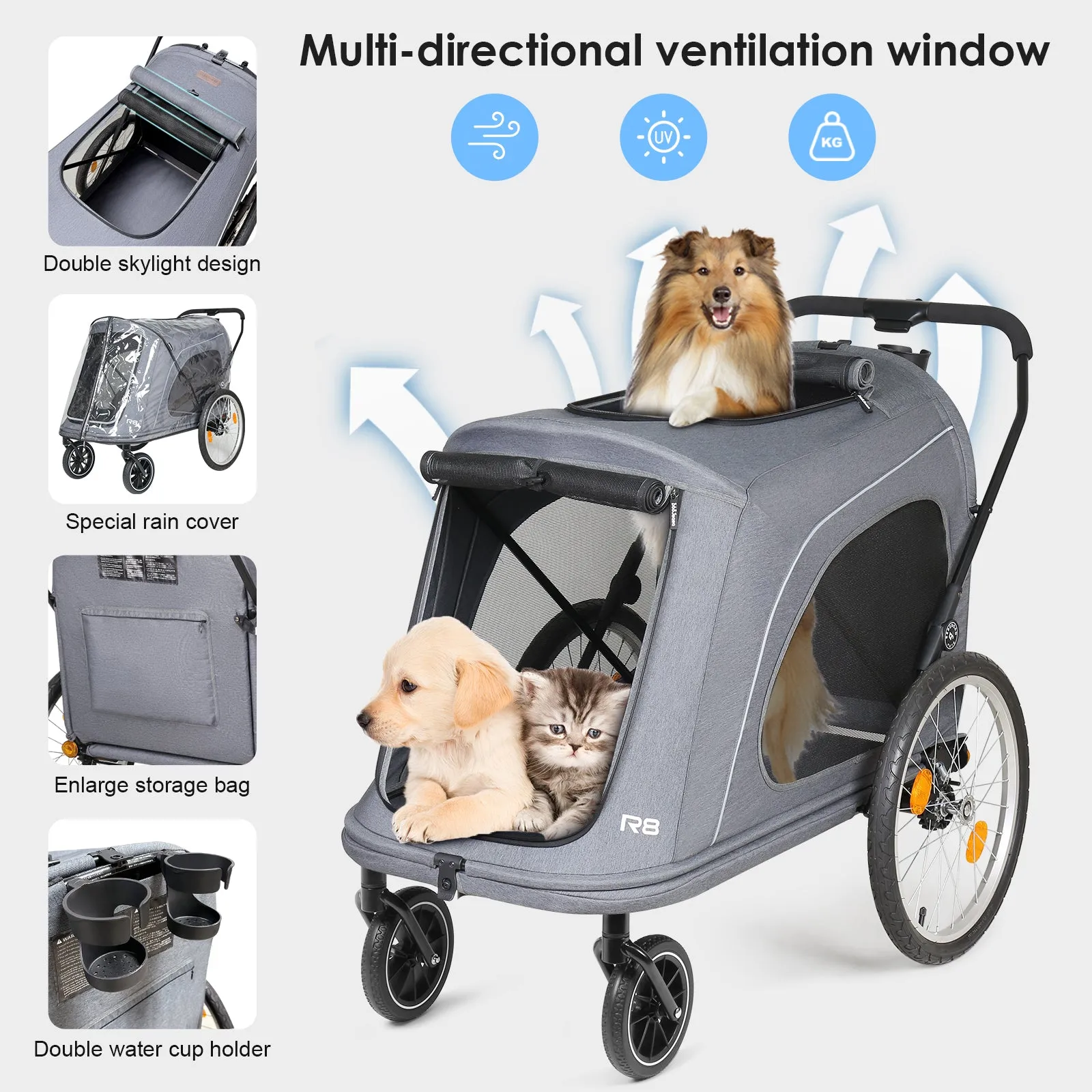 R8 Pro Luxury 4-Wheel Foldable Pet Stroller