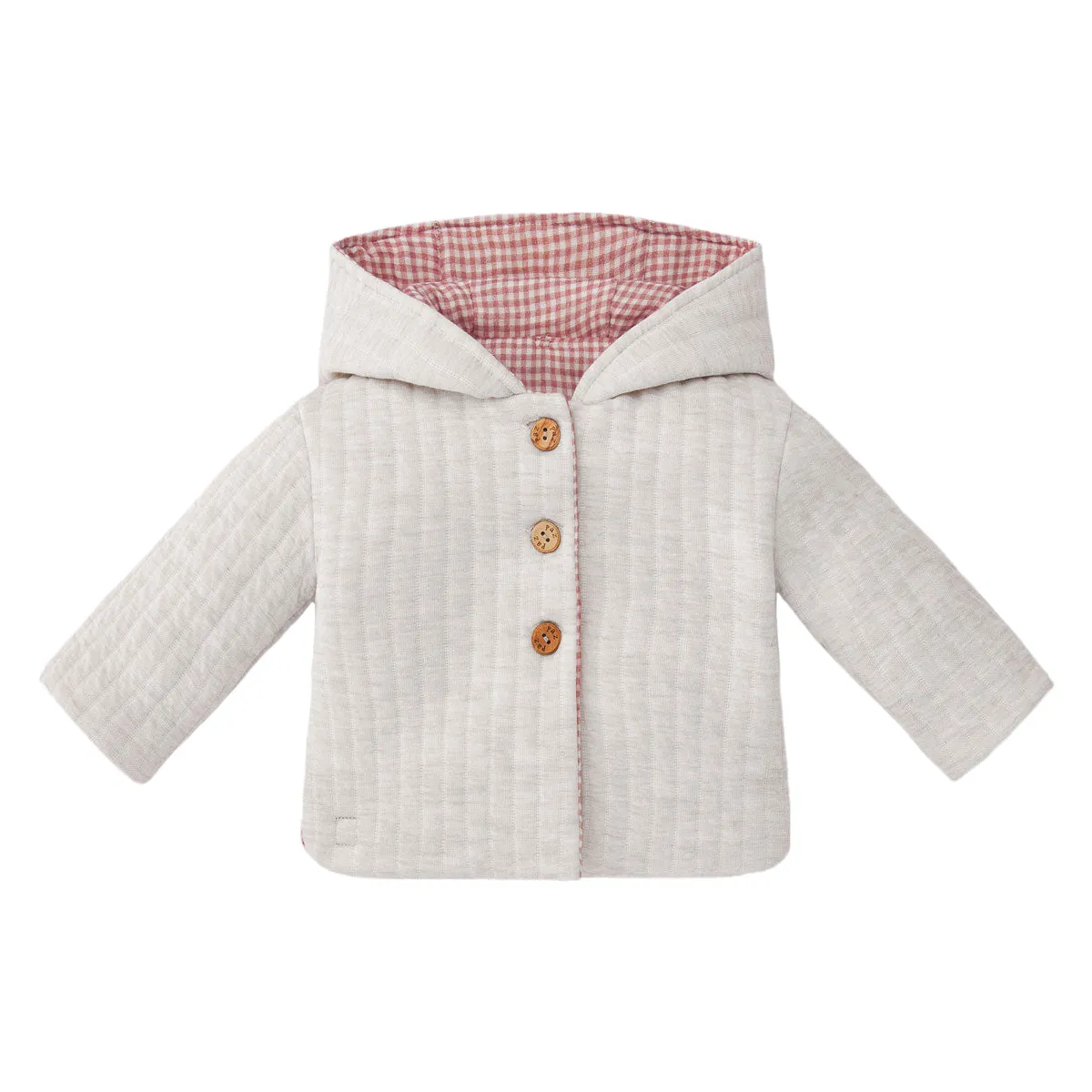 Reversible White & Red Quilted Check Jacket