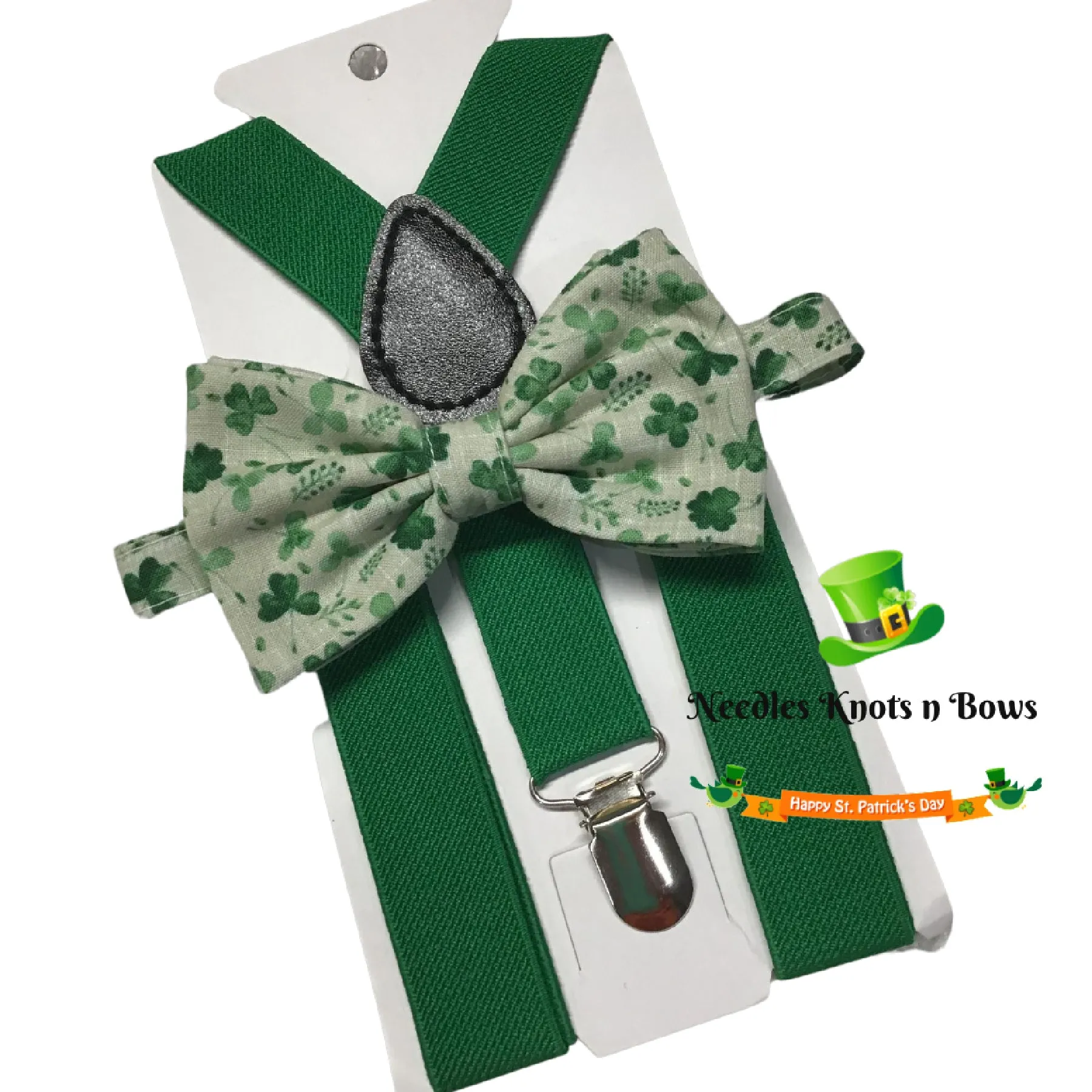 Shamrocks on Cream St. Patricks Day Bow Tie