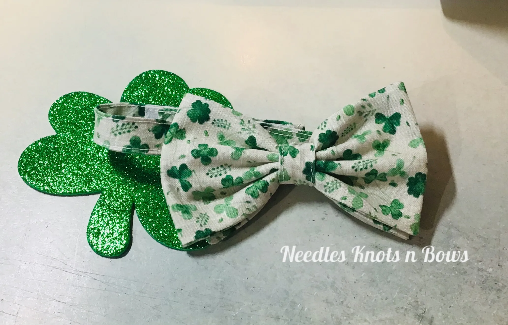 Shamrocks on Cream St. Patricks Day Bow Tie