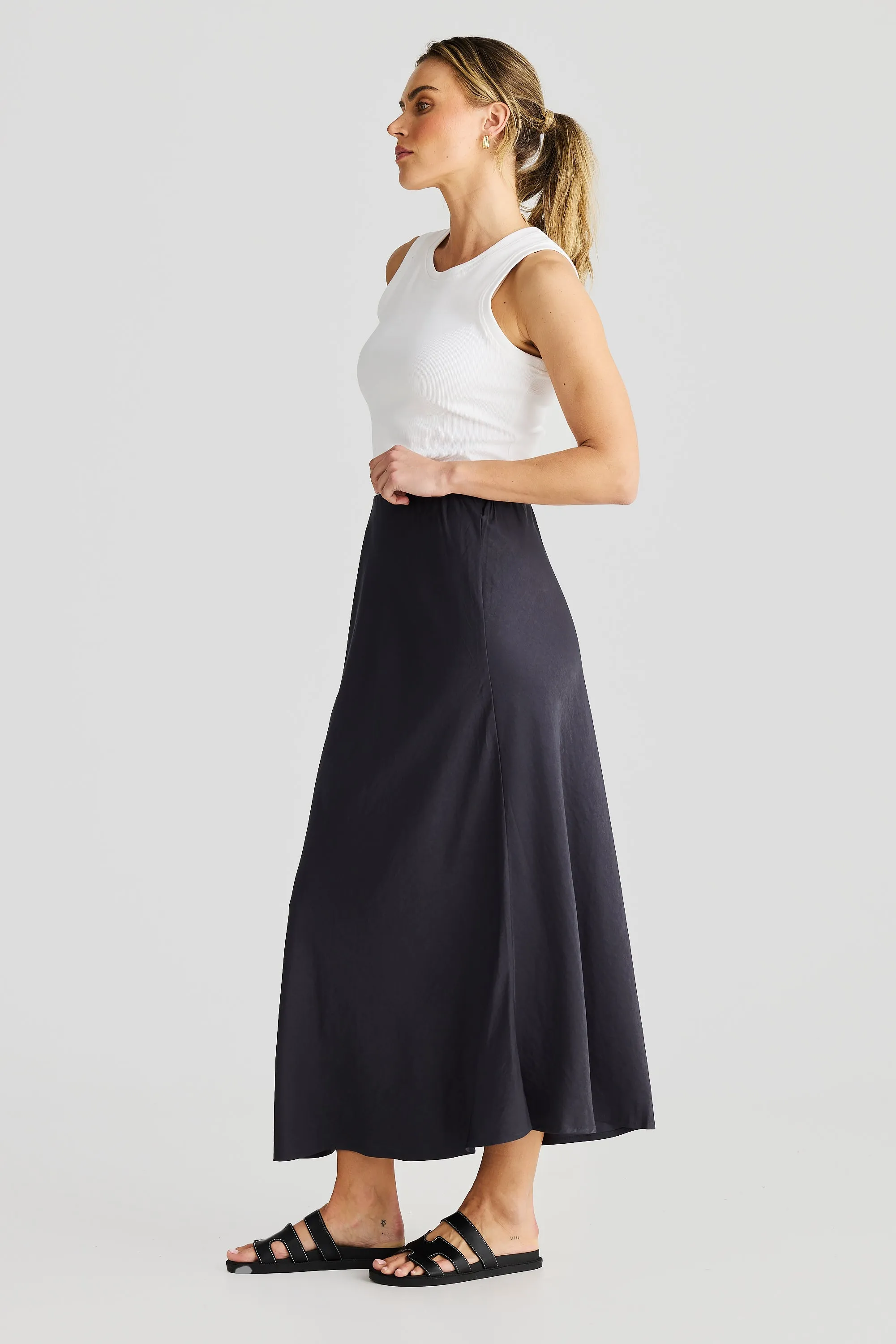 Slip Bias Skirt - Charcoal