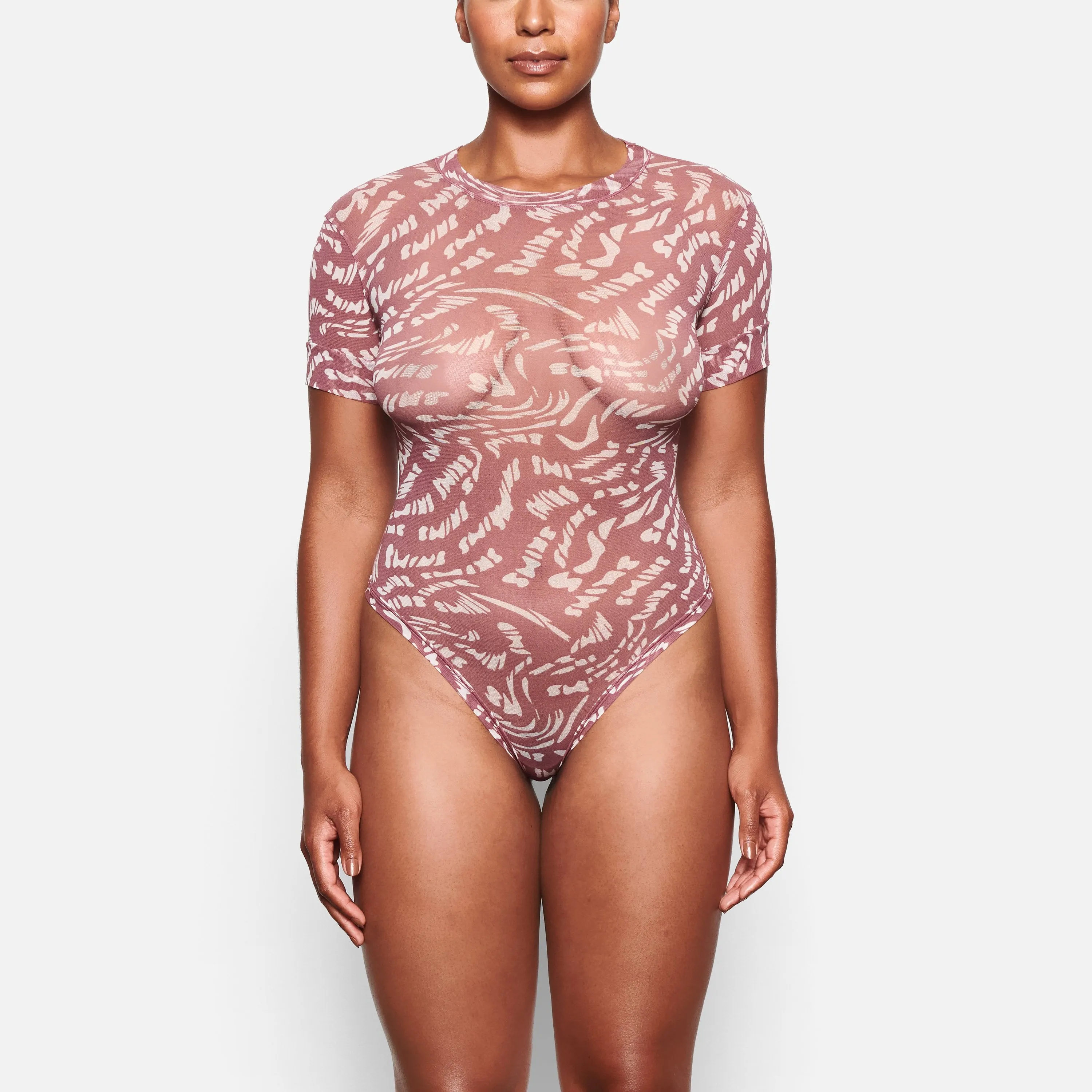 SUMMER MESH T-SHIRT BODYSUIT | RASPBERRY SWIRL