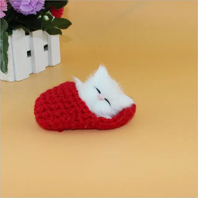 Super Cute Simulation Sounding Shoe Kittens Cats Plush Toys Kids Appease Doll Christmas Birthday Gifts