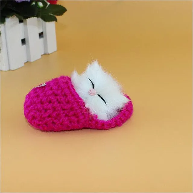 Super Cute Simulation Sounding Shoe Kittens Cats Plush Toys Kids Appease Doll Christmas Birthday Gifts