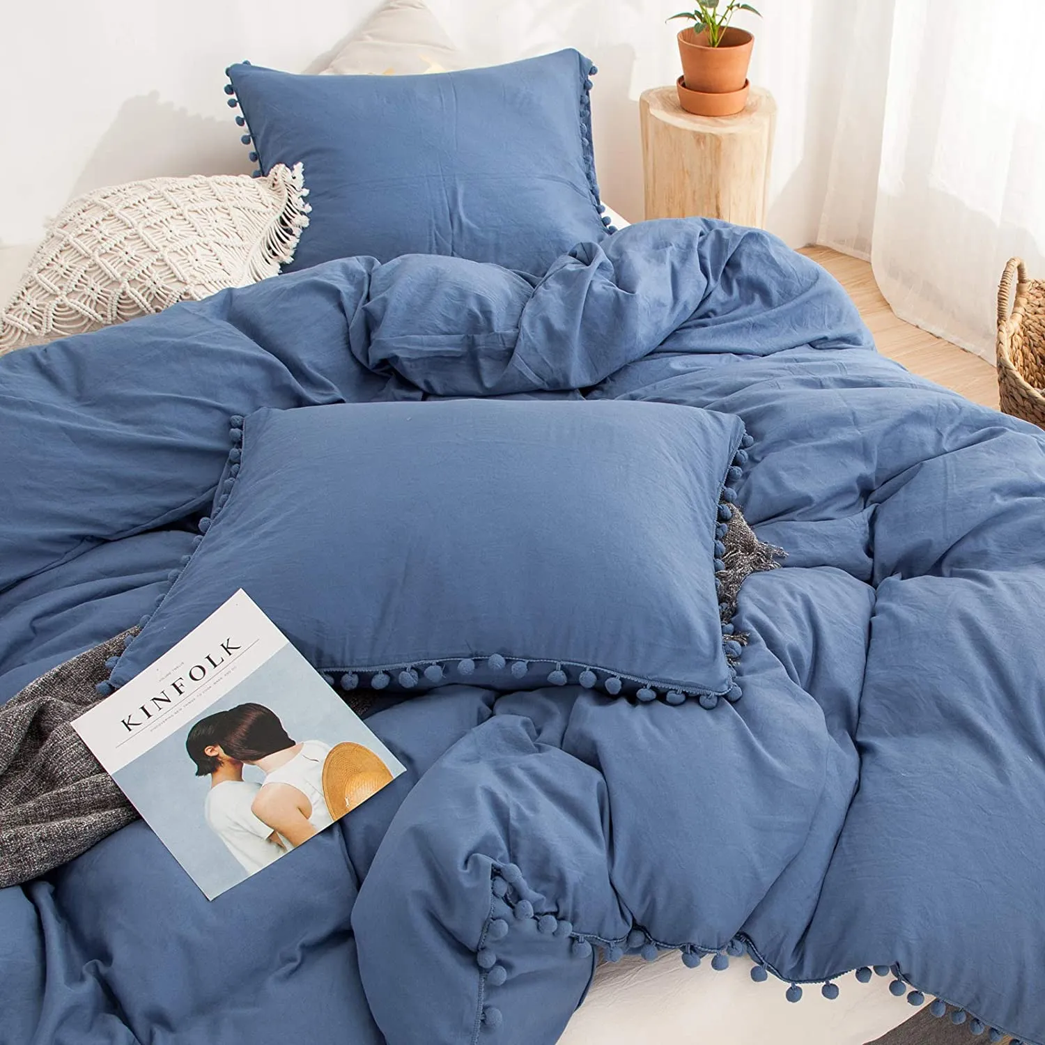 The Softy Pom Pom Blue Bed Set