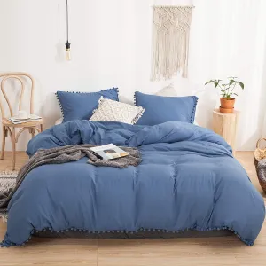 The Softy Pom Pom Blue Bed Set