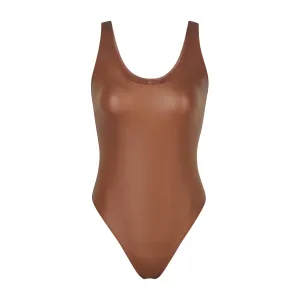 WET JERSEY TANK BODYSUIT | COPPER